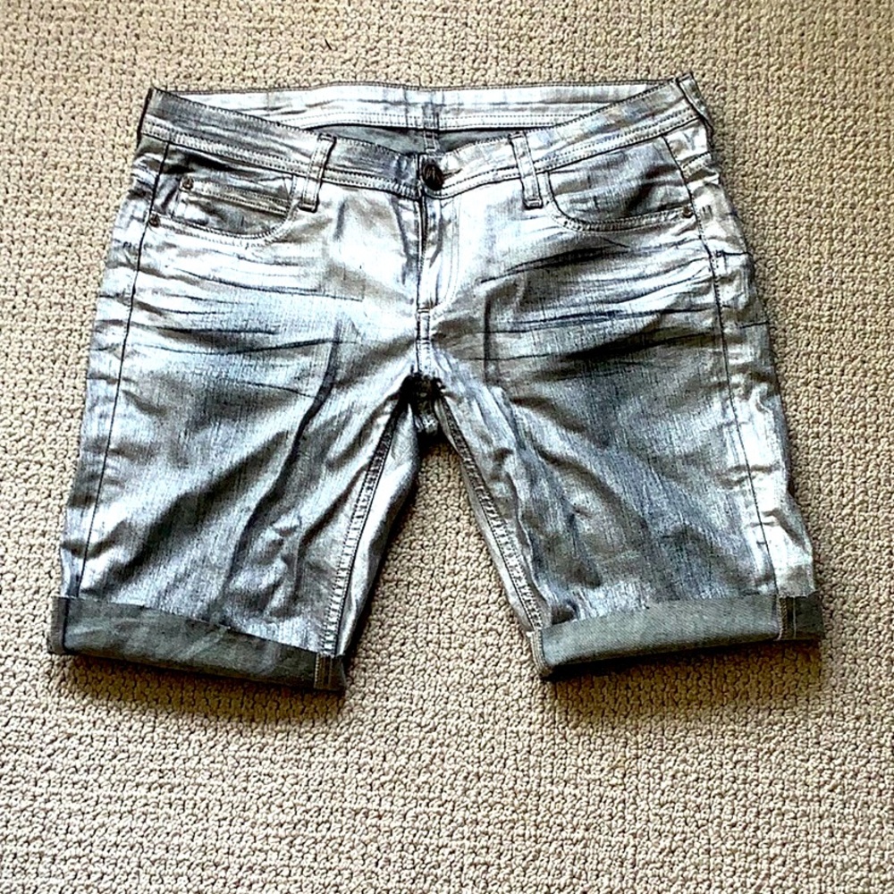FAITH CONNEXION metallic silver coated shorts